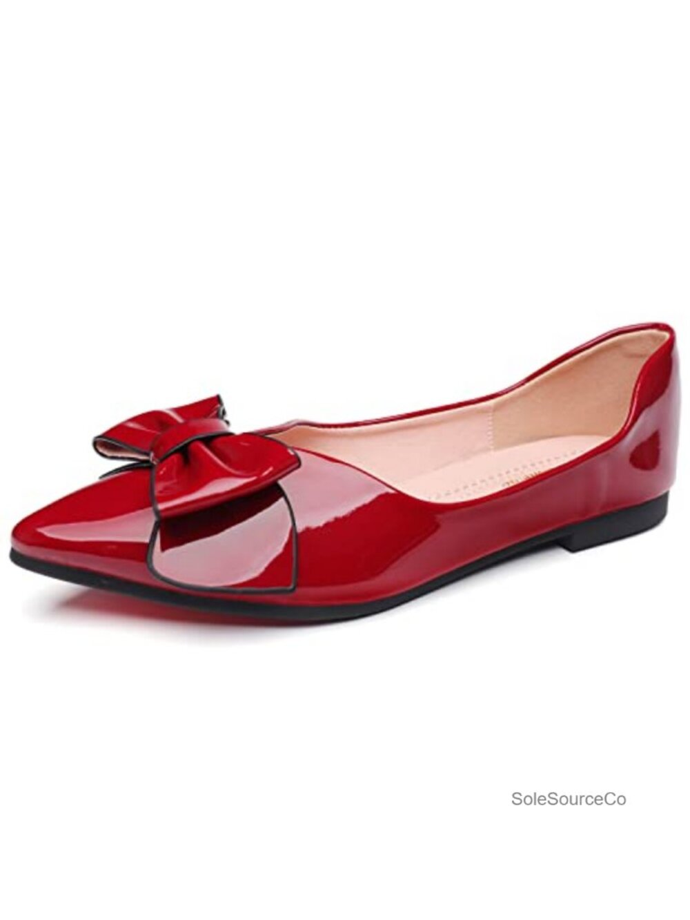 Womens Pointed Toe Faux Leather Ballet Flats Slip On Dress Shoes